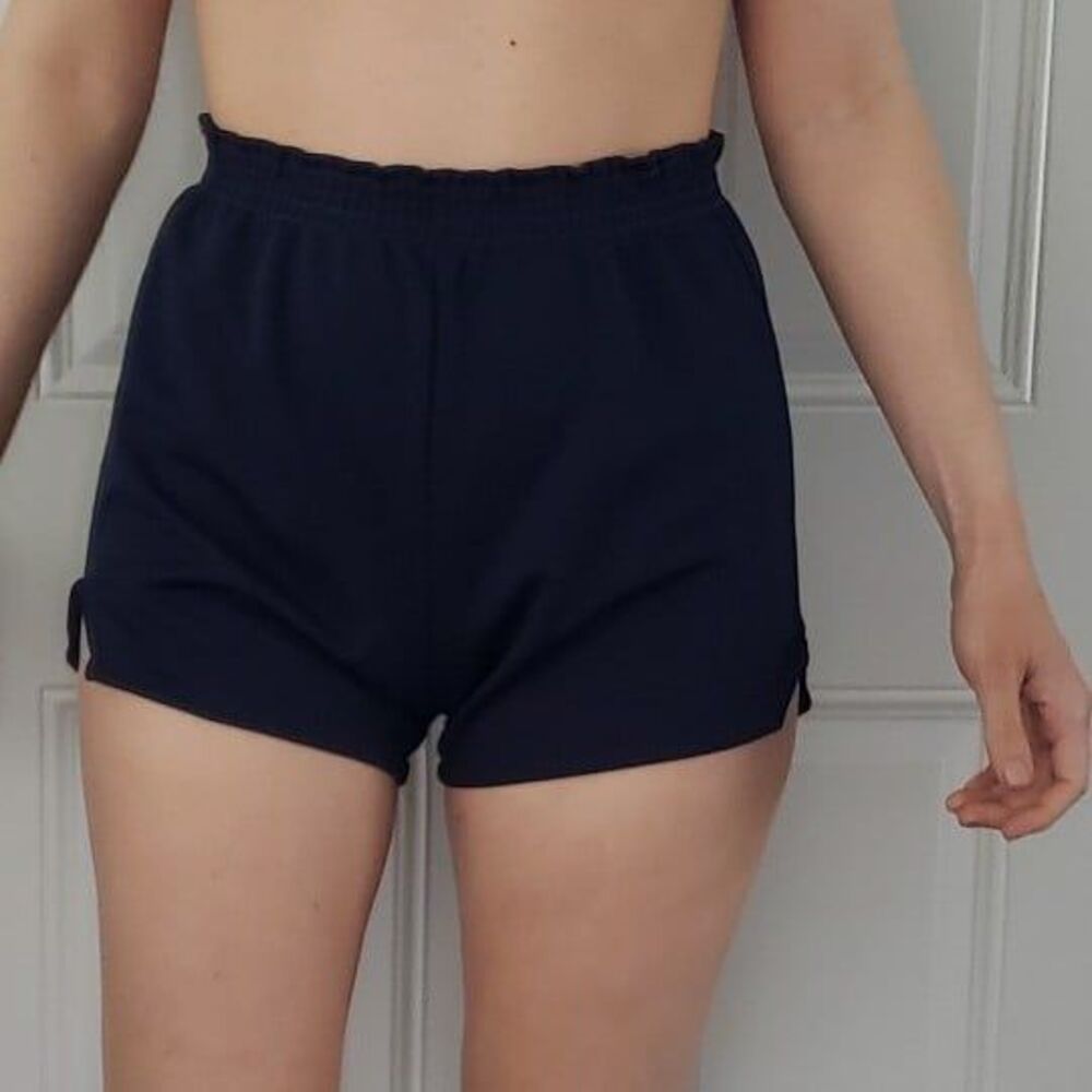 70s/80s High Rise Blue Polyester Athletic Shorts‎